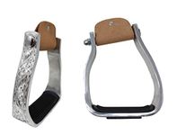 Pro Rider Horse Saddle Western Angled Sloped Aluminum 4" Leather Tread Stirrups 51140