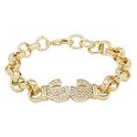 THE BLING KING Gold Boxing Glove Belcher Bracelet with Stones, Luxury Finish and Detailing 18K Real Gold Plated Friendship Bracelet Kids Jewellery (Length: 6 to 6.5 Inches, Weight: 24 grams)