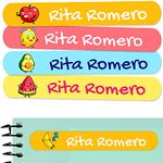 50 Personalized Adhesive Labels to Mark Objects 2.3 x 0.4 in. Waterproof Stickers to Mark School Supplies, Books, kindergartens Goods, Summer Camps, Children's Toys, etc. (Fruits)