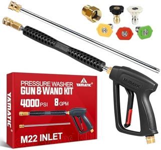 YAMATIC Pressure Washer Gun and Wand with 5 Spray Nozzles, M22-14mm & M22-15mm Fitting Replacement for Ryobi, Karcher, Greenworks, Craftsman, Troy bilt Power Washers