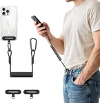 MoKo Universal Phone Tether Leash Harness, Anti-Theft Anti-Drop Stretchy Phone Lanyard Strap with Carabiner Clip for Outdoor Hiking Climbing Fishing Kayaking, Fits iPhone and Most Smartphones, Black