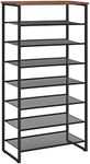 HOOBRO 8-Tier Shoe Rack, Tall Shoe Shelf, Shoe Organizer Rack for 21-28 Pairs of Shoes, Detachable Metal Mesh, Narrow Shoe Stand for Hallway, Living Room, Sturdy, Industrial, Rustic Brown EBF68XJ01