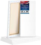 U.S. Art Supply 12 x 36 inch Stretched Canvas 12-Ounce Primed 6-Pack - Professional White Blank 3/4" Profile Heavy-Weight Gesso Acid Free Bulk Pack - Painting, Acrylic Pouring, Oil Paint