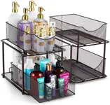 Sorbus 2 Sets of 2 Tier Metal Under Sink Organizer for Bathroom, Kitchen, Strong Steel Mesh Sliding Drawers for Under Sink, Under Cabinet, Closet, Kitchen, Pantry, Bathroom Organizers and Storage