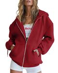 Jhsnjnr Womens Hoodies Oversized Casual Long Sleeve Hooded Jacket with Pockets Drawstring Y2K Hoodie Red