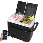 eklipt 60L Car Refrigerator with APP Control Portable Compressor Car Fridge Freezer 12/24v Electric Cooler with Telescopic Handle for Camping, Road Trip, Picnic, Cool Box, Down to -20℃