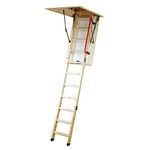 YOUNGMAN 345350 Eco S Line-3 Section Timber Folding Loft Ladder 114 x 55.8 x 28.2 cm