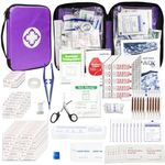 Small-Campact First-Aid Kit-Refill Supplies-Basic Emergency-Essentials - 300PCS Home Essentials Emergency Accident Kits for Businesses Workplace Outside Travel Purple 1st Aid