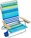 RIO beach Classic 5-Position Lay-Flat Folding Beach Chair, 30.8" x 24.75" x 29.5", Cool Blue Stripes, Pink/White/Beige/Black, 1 Count (Pack of 1)