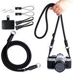 PIBIETTN Camera Strap, Phone Strap, 120cm Quick Release Climbing Rope Camera Shoulder Neck Strap for Smartphone DSLR SLR Mirrorless Cameras (Black)