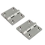 NRC&XRC Marine Grade CAST Solid 316 Stainless Steel Mirror Polished Butt Hinges Marine Stainless Steel Heavy Duty 2" x 2" Pair for Boat, RVs