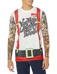 Faux Real Men's Christmas Tattoos with Suspender Tank and Long Mesh Sleeves, Multi, Large