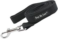 Dog Leash 4.5ft Long Organic Cotton Web for Training, Black 4 Sizes (Large: 1 Wide) by Dogs My Love