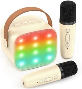 Mini Portable Microphone Karaoke Bluetooth sans Fil avec 2 Micro, Ankuka, avec Magique Voix Change et LED Lumière Qualité Sonore HiFi, Complet pour Enfant Adulte Fille Jaune