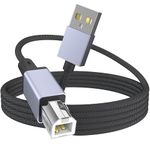 Printer USB Cable, 6.6ft USB-A to USB-B 2.0 Printer USB MIDI Cable Nylon Braided for HP, Canon, Brother, Samsung, Dell, Epson, Lexmark, Xerox Yamaha Casio Digital Piano DAC MIDI Controller, and More