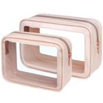 PACKISM TSA Approved Toiletry Bag - Upgrade Color-Edged Clear Makeup Bags, Clear Toiletry Bags For Traveling Fits Various Storage Needs, 06 Pink-2 Pack, Clear