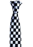 Wicked Fun Slim Tie For Men Solid Plain Colour Stripe Check Formal Skinny Classic Wedding Fashion Satin Novelty Necktie (Black & White Checkered)