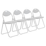 Harbour Housewares Padded Folding Chairs - White - Pack of 4