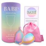 Babe Menstrual Cups-Two Pack- Better Alternative to Tampon & Sanitary Pads. Premium Design, Soft Flexible 100% Medical Grade Silicone Period Cups- Small & Large. Reusable ECO Friendly. UK Brand