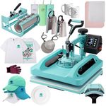 Heat Press 15x15 Inch, 8 in 1 Heat Press Machine with 30 OZ Tumbler Attachment, Professional Sublimation Machine for T-Shirts, Hats, Tumblers Glass Cans Mugs and Plates