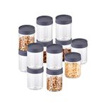 SKY Attro Octave Celebration 12 Pcs With Inter-Stackable Lid Storage Pet Container Gift Set For Kitchen,(650 ml x 12,Grey)