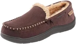 Zigzagger Men's Moccasin Slippers Memory Foam House Shoes, Indoor and Outdoor Warm Loafer Slippers, Coffee, 10.5 M US