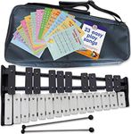 Glockenspiel 25 Note Chromatic A-A Tuned Xylophone, Black Soft Bag