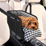 SlowTon Console Dog Car Seat, Pet Booster Seat for Car with Safety Belt and Soft Cushions, Anti-Collapse Center Console Dog Car Seat with Detachable Support Portable Dog Carriers for Small Dogs