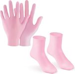 Silicone Moisturizing Glove Socks Set, Anti Slip Soft Spa Gel Socks Softening Feet Dry Cracked Skin, Women Spa Pedicure Socks for Foot Hand Softening, Foot Care After Pedicure