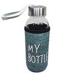 AAIRAA Glass Water Bottle, Set of 1, 300 ml, Blue