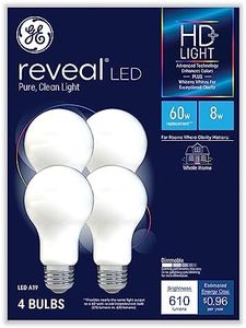 GE Reveal Hd+ Led A19 Light Bulb, 8 W, 4/Pack