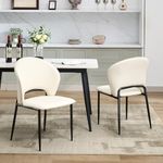 XSZD Dining Chairs Set of 2 Mid Century Modern Upholstered Chair with Metal Legs Faux Leather Mid-Back Accent Chair for Kitchen and Dining Room (White,2 Pack)