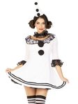 Leg Avenue Women's Black and White Sad Pierrot Clown Costume, X-Small, White/Blk, X-Small