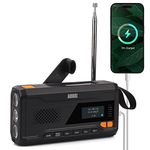 NOAA Emergency Weather Radio & AM/FM - August MB291B - Portable Power Bank 4500mAh with Solar Charging, Hand Crank & USB-C Charging - SOS Alarm, LED Flashlight & Reading Lamp for Outdoor Preparedness