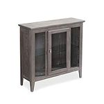 Leick Home 10000-GR Entryway One Door Curio Cabinet with Interior Light, Distressed Gray Wash