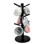 ADERTOS 6 Cup Mug Tree, Wooden Mug Tree Stand Wood Mug Rack Bamboo Cup Holder Tree Coffee Cup Holder Storage Organizer Kitchen Storage Rack with Anti-Slip Weighted Base for Coffee Tea Mugs Cups