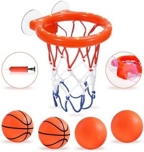 KSABVAIA Bath Toys - Bathtub Basketball Hoop for Kids Toddlers,Bath Toys Shower Toys for Kids Ages 4-8,Suction Cup Basketball Hoop & 4 Soft Balls Set for Boys Girls