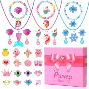 Little Girl Jewelry Rings Toys in Box, Adjustable Rings for Kids, 30 PCS Cute Costume Jewelry Princess Party Favors Birthday Easter Christmas Valentines Gifts for 3 4 5 6 7 8 9 Year Old Girls