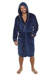 CityComfort Dressing Gown Men and Teenagers - Super Soft Hooded Mens Fleece Robe - Sizes M-2XL Warm Cosy Loungewear Nightwear (Navy, XL)