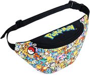 Pokemon Pikachu Lightweight Adjustable Fanny Pack Waist Bag Travel Pouch for Sports and School Gifts for Boys, Multicolour, One Size, Multicolor