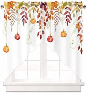 AYTTBIS Fall Kitchen Swag Curtains, Thanksgiving 1 Pair Rod Pocket 36x36 in