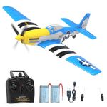 VOLANTEXRC Remote Control Aircraft 4-CH RC Plane Ready to Fly P51 Mustang Radio Controlled Plane for Beginners with Xpilot Stabilization System, One Key Aerobatic (761-5 RTF)