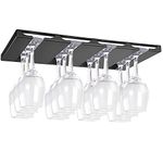 Hanging Wine Glasses Rack Under Cabinet Stemware Storage Hanger with 4 Rows Metal Bar Shelves for Kitchen Restaurant Cabinets Shelf – Fits from 1.1 to 3.4 inch Base of Goblet HG617