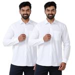 Famuzz Business Casual White Shirt Combo (Bombay Cotton, L)