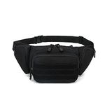 Tactical Fanny Pack for Men,Military Fanny Pack Large Army Waist Bag with Adjustable Strap,Water-Resistant Hip Bumbag for Camping Cycling Hiking (Black)