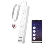 HBN Smart Wi-Fi Power Strip with 4 AC Outlets 4 USB Ports with 1.8 Meter Power Cord, APP Remote Control, Works with Alexa and Google Home (13A 3120W)
