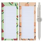 XINRUI 2 Pack Magnetic Grocery List for Fridge and 1 Magnetic Pen Clip, 100 Tear Off Sheets Magnetic Shopping List Pad to Do List Notepad for Shopping, Locker, Filing, Reminders, Recipes(Fruit)