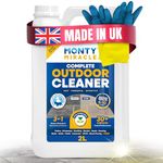 Monty Miracle® Complete Outdoor Cleaner, Clean & Rejuvenate your Patio, Decking, Fencing, Paths, Driveway, Render & More - Results in 6-10 Minutes! Pet & Child Safe (2L & Gloves)