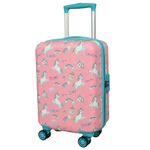 NOVEX Unicorn Kids Bags Travel Trolley with 4 Wheels |Pink, 22-Inch Spinner Bag | Hard Sided Polycarbonate Unique Children's Luggage/Suitcase for Cute Girls Kid - 360-Degree Rotatable Wheel