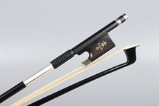 Yinfente 4/4 Violin Bow Carbon Fiber Ebony frog nice Inlay Full size Well Balanced Natural Horse Hair Violin parts (4/4) (flower)